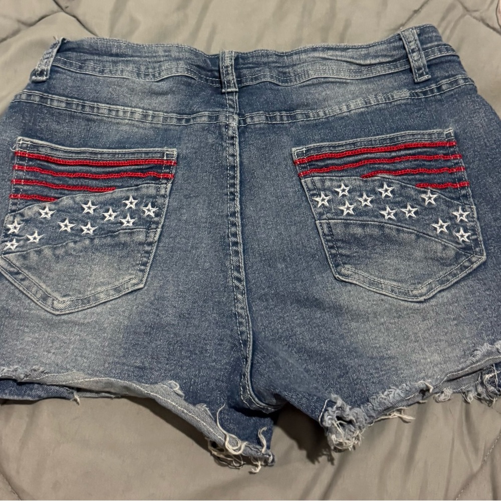 Source Unknown Blue Distressed Jean Shorts